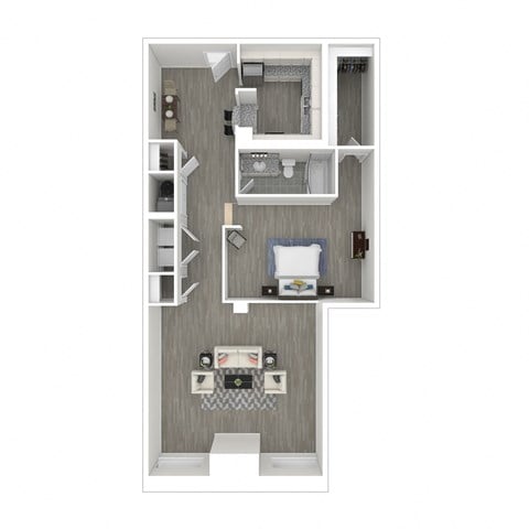Floor plan for studio, 1 bath, 1013 sqft